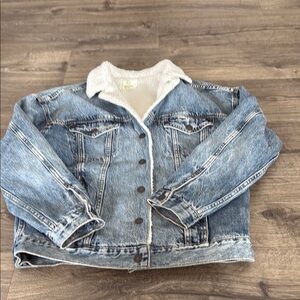 Aerie—-Blue Denim Sherpa Jacket- Women’s SMALL
